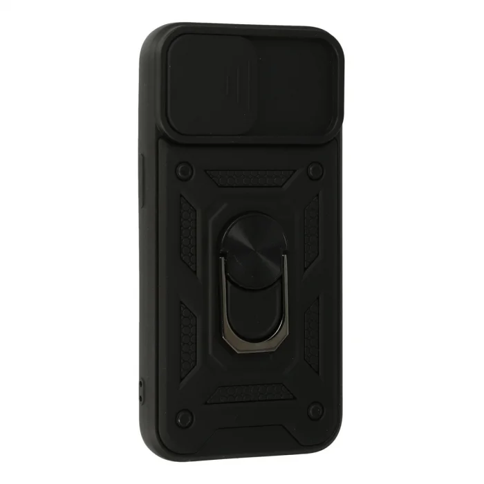 BUĞZ İphone 13 Kılıf Pars Lens Yüzüklü Silikon - Siyah