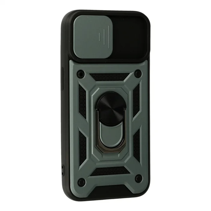 BUĞZ İphone 13 Kılıf Pars Lens Yüzüklü Silikon - Yeşil