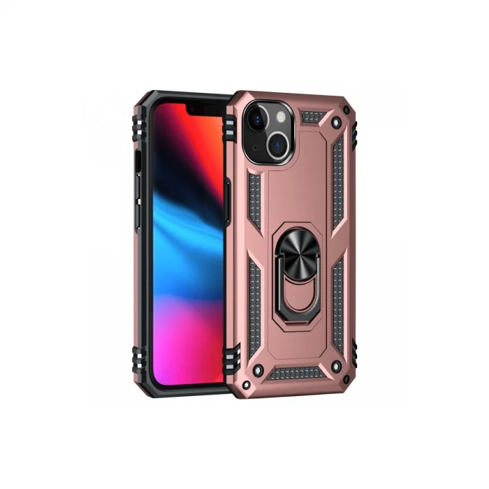 BUĞZ İphone 13 Kılıf Sofya Yüzüklü Silikon Kapak - Rose