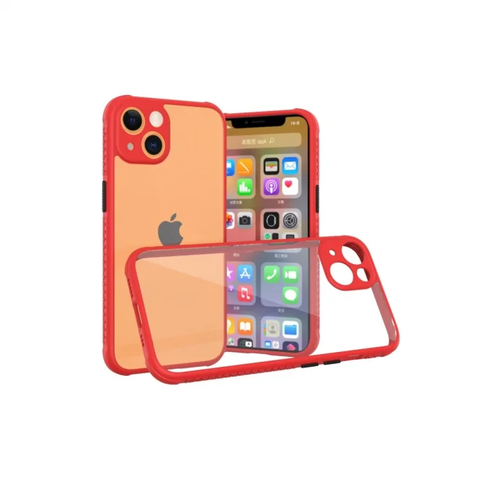 BUĞZ İphone 13 Mini Kılıf Miami Şeffaf Silikon - Kırmızı