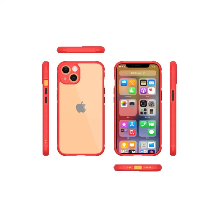 BUĞZ İphone 13 Mini Kılıf Miami Şeffaf Silikon - Kırmızı