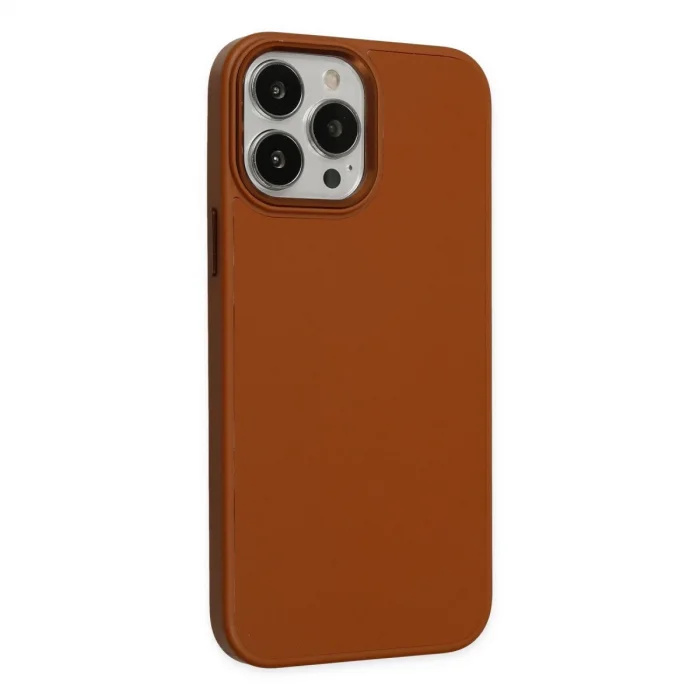 BUĞZ İphone 13 Pro Kılıf Asya Deri Silikon - Kahverengi