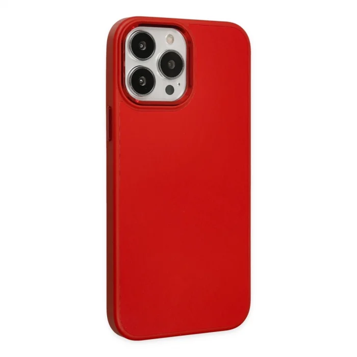 BUĞZ İphone 13 Pro Kılıf Asya Deri Silikon - Kırmızı
