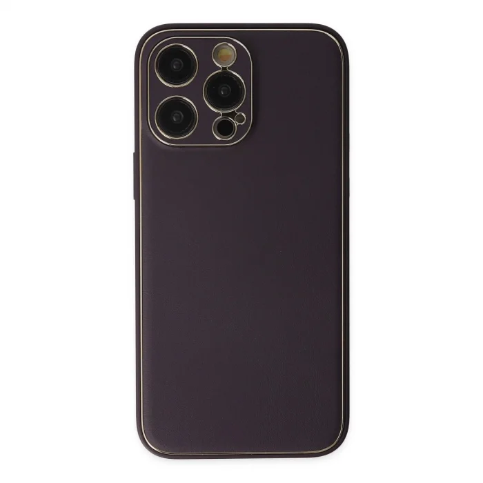 BUĞZ İphone 13 Pro Kılıf Coco Deri Silikon Kapak - Derin Mor