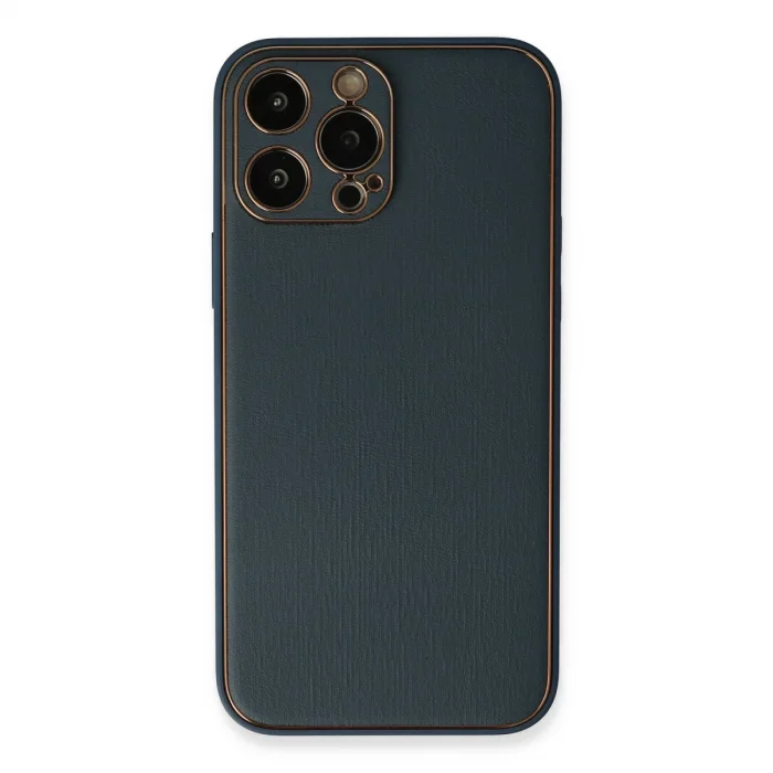 BUĞZ İphone 13 Pro Kılıf Coco Deri Silikon Kapak - Mavi