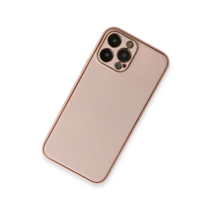 BUĞZ İphone 13 Pro Kılıf Coco Deri Silikon Kapak - Pembe