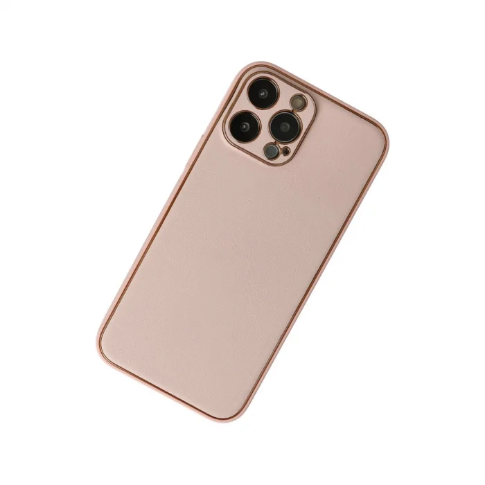 BUĞZ İphone 13 Pro Kılıf Coco Deri Silikon Kapak - Pudra