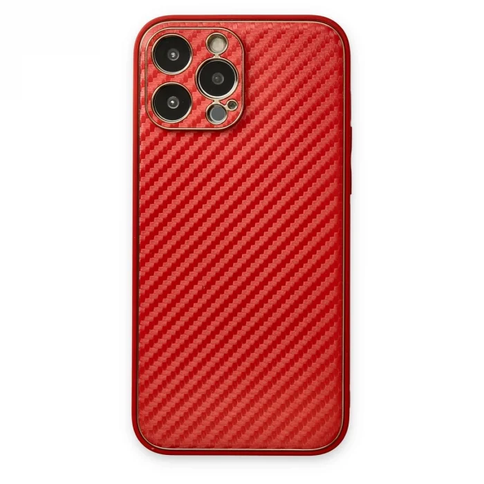 BUĞZ İphone 13 Pro Kılıf Coco Karbon Silikon - Kırmızı