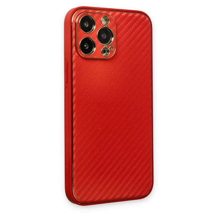 BUĞZ İphone 13 Pro Kılıf Coco Karbon Silikon - Kırmızı