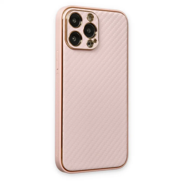 BUĞZ İphone 13 Pro Kılıf Coco Karbon Silikon - Pembe