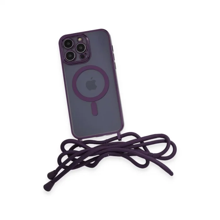 BUĞZ İphone 13 Pro Kılıf Divo Lazer Askılı Magsafe Kapak - Derin Mor