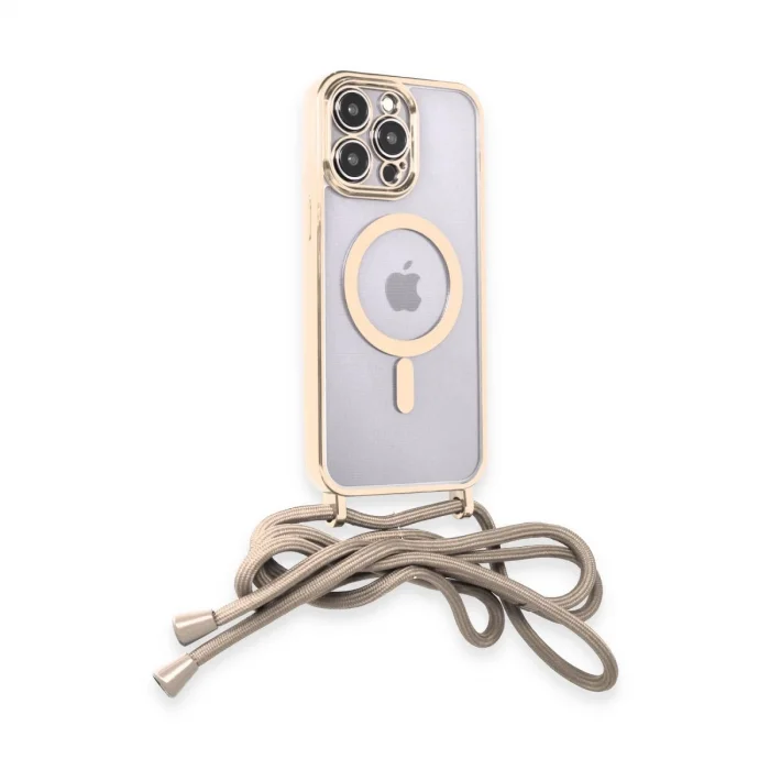 BUĞZ İphone 13 Pro Kılıf Divo Lazer Askılı Magsafe Kapak - Gold