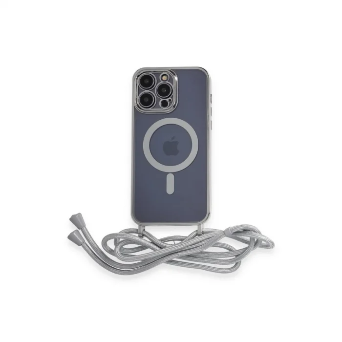 BUĞZ İphone 13 Pro Kılıf Divo Lazer Askılı Magsafe Kapak - Gümüş