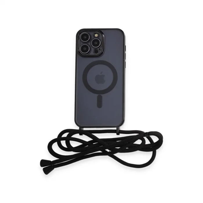 BUĞZ İphone 13 Pro Kılıf Divo Lazer Askılı Magsafe Kapak - Siyah