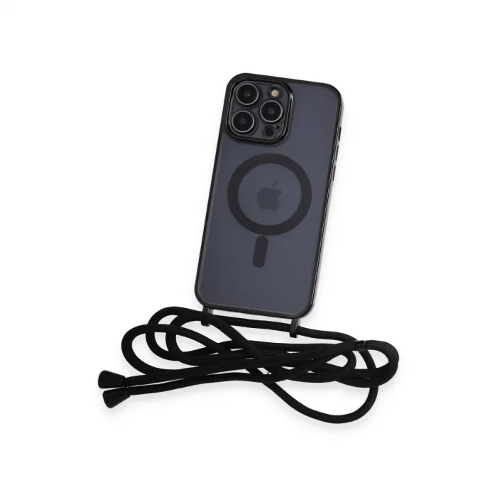 BUĞZ İphone 13 Pro Kılıf Divo Lazer Askılı Magsafe Kapak - Siyah