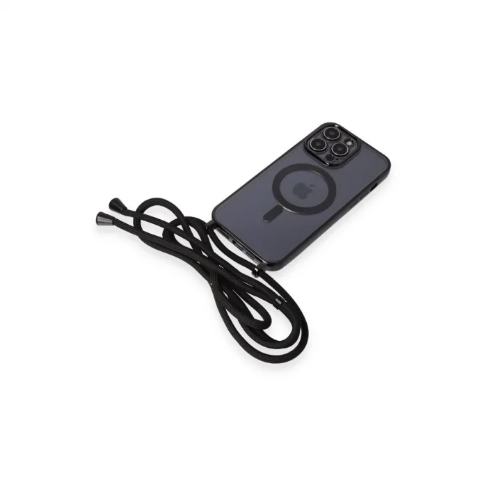 BUĞZ İphone 13 Pro Kılıf Divo Lazer Askılı Magsafe Kapak - Siyah