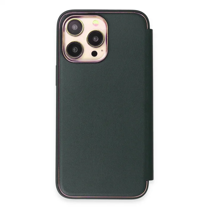 BUĞZ İphone 13 Pro Kılıf Dolpin Kapaklı - Koyu Yeşil