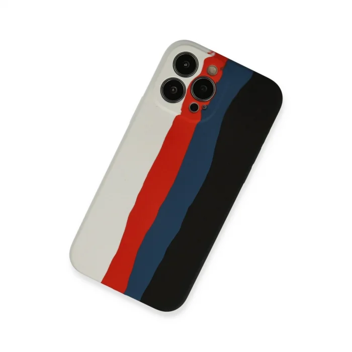 BUĞZ İphone 13 Pro Kılıf Ebruli Lansman Silikon - Beyaz-siyah