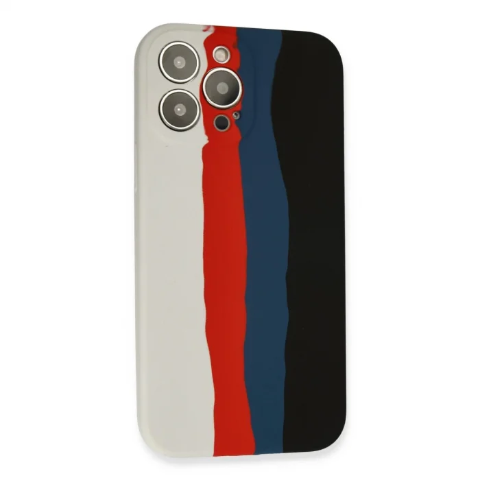 BUĞZ İphone 13 Pro Kılıf Ebruli Lansman Silikon - Beyaz-siyah