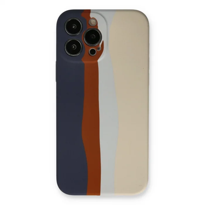 BUĞZ İphone 13 Pro Kılıf Ebruli Lansman Silikon - Lacivert-krem