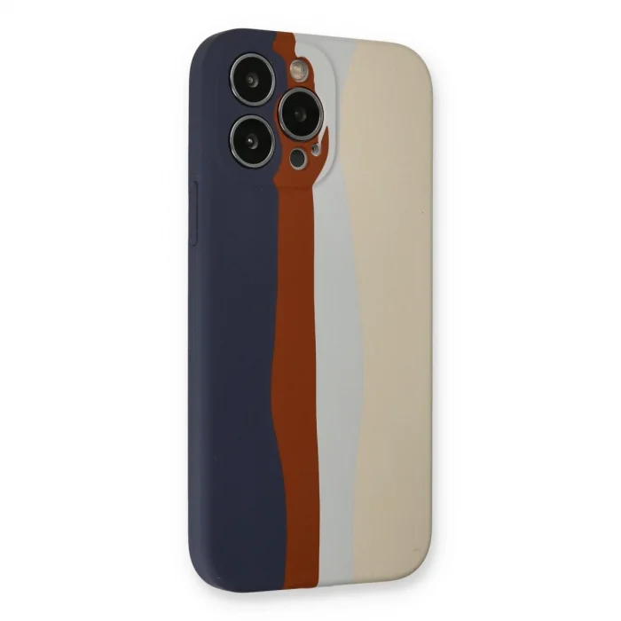 BUĞZ İphone 13 Pro Kılıf Ebruli Lansman Silikon - Lacivert-krem