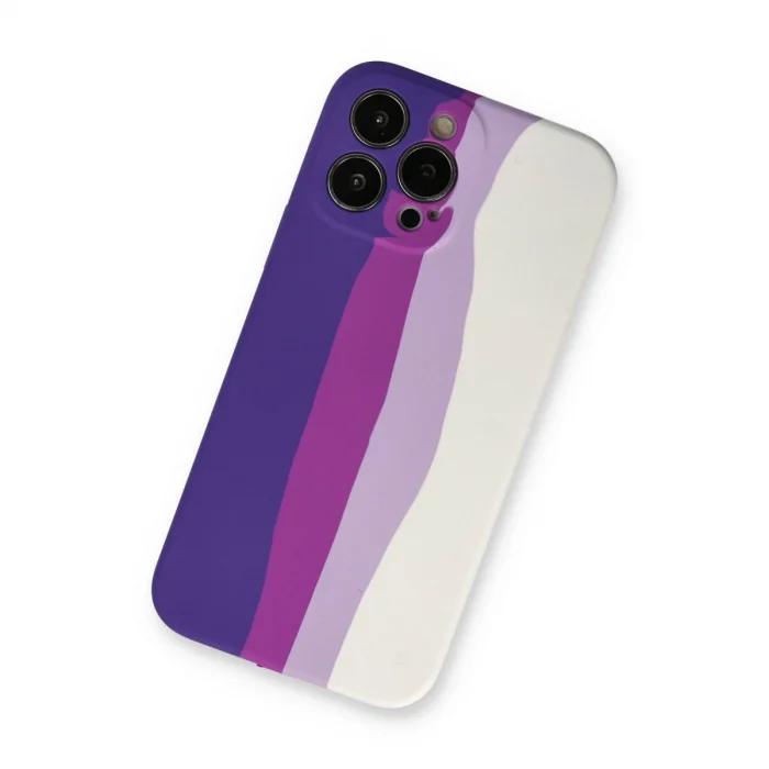 BUĞZ İphone 13 Pro Kılıf Ebruli Lansman Silikon - Mor-beyaz