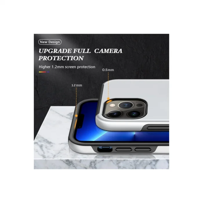 BUĞZ İphone 13 Pro Kılıf Elit Yüzüklü Kapak - Gümüş