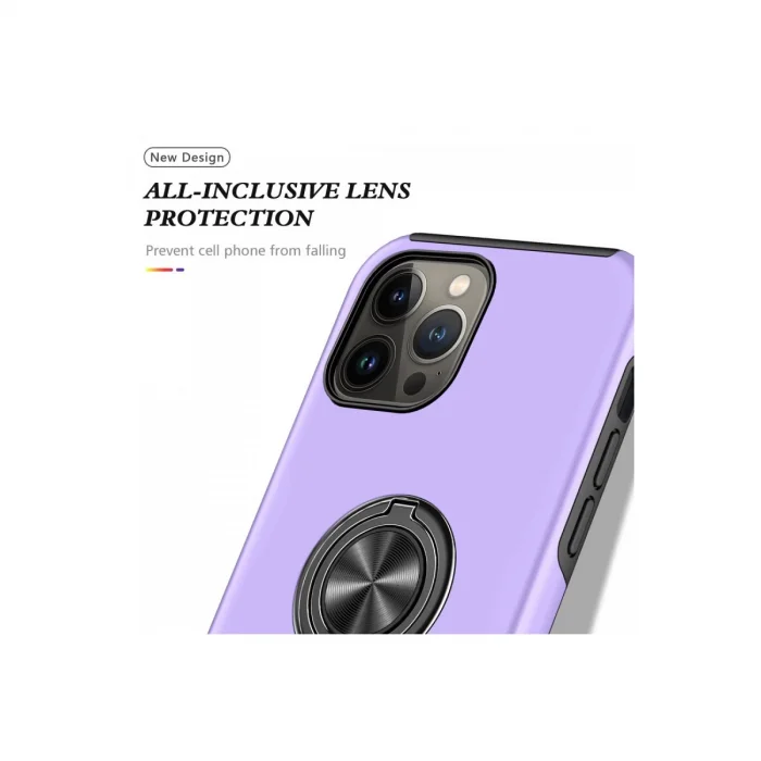 BUĞZ İphone 13 Pro Kılıf Elit Yüzüklü Kapak - Mor
