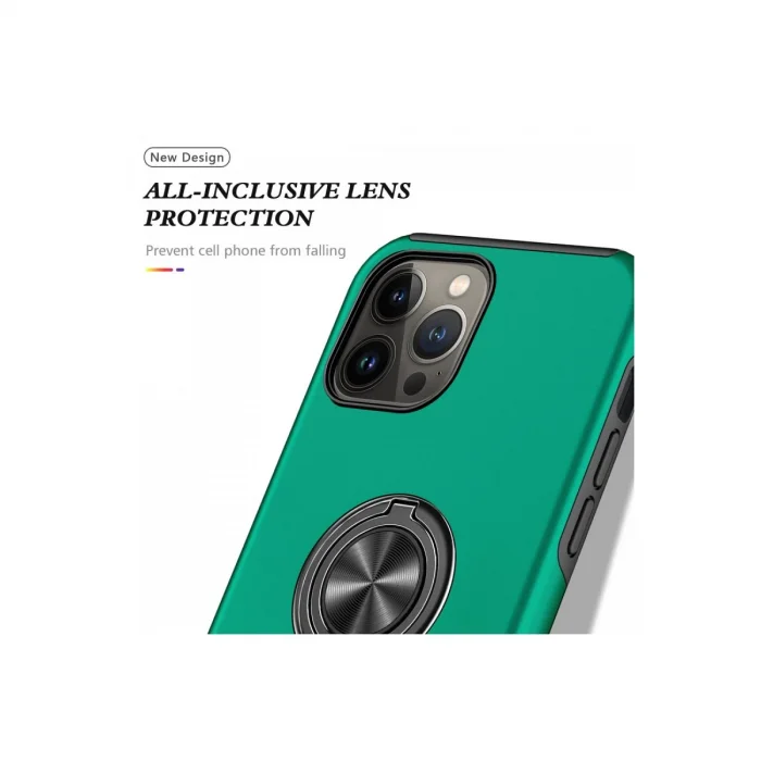 BUĞZ İphone 13 Pro Kılıf Elit Yüzüklü Kapak - Yeşil