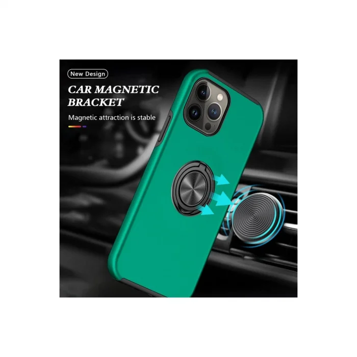 BUĞZ İphone 13 Pro Kılıf Elit Yüzüklü Kapak - Yeşil