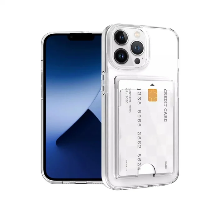 BUĞZ İphone 13 Pro Kılıf Kart Şeffaf Silikon - Şeffaf