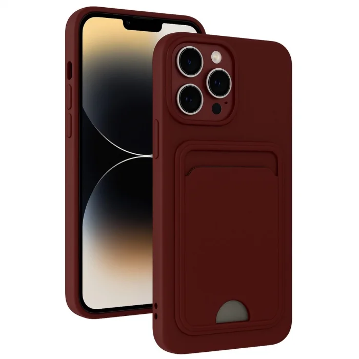 BUĞZ İphone 13 Pro Kılıf Kelvin Kartvizitli Silikon - Bordo
