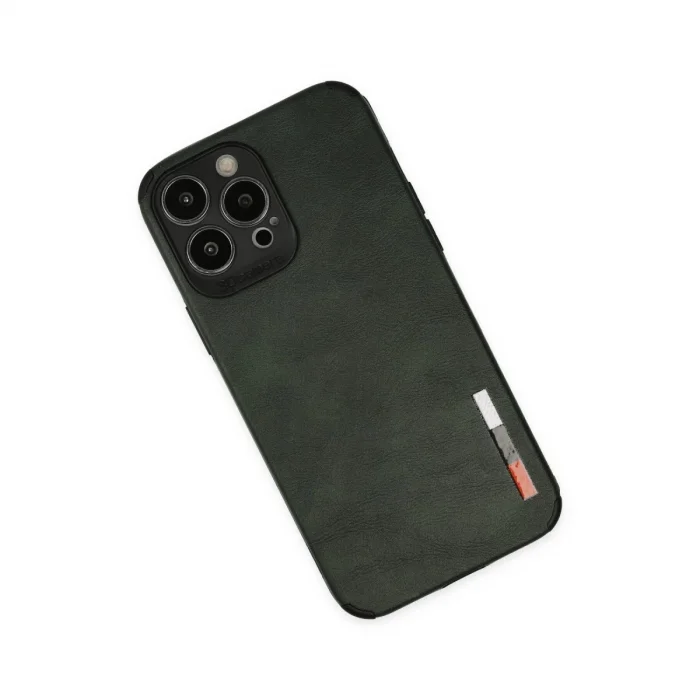 BUĞZ İphone 13 Pro Kılıf Loop Deri Silikon - Yeşil