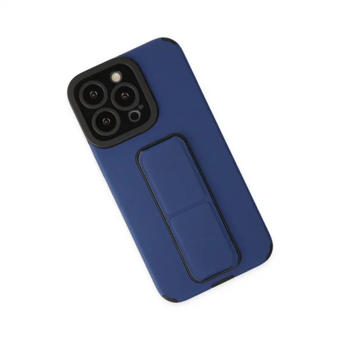 BUĞZ İphone 13 Pro Kılıf Mega Standlı Silikon - Mavi