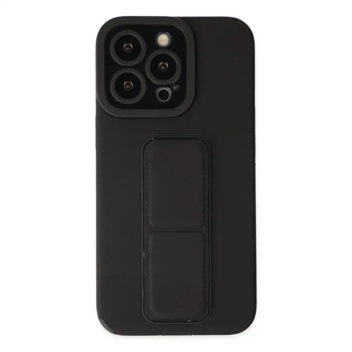BUĞZ İphone 13 Pro Kılıf Mega Standlı Silikon - Siyah