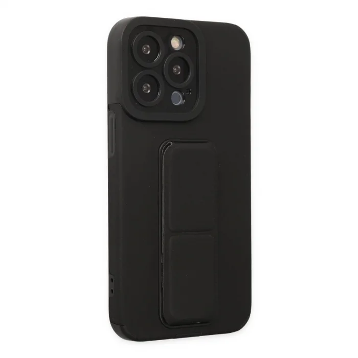 BUĞZ İphone 13 Pro Kılıf Mega Standlı Silikon - Siyah