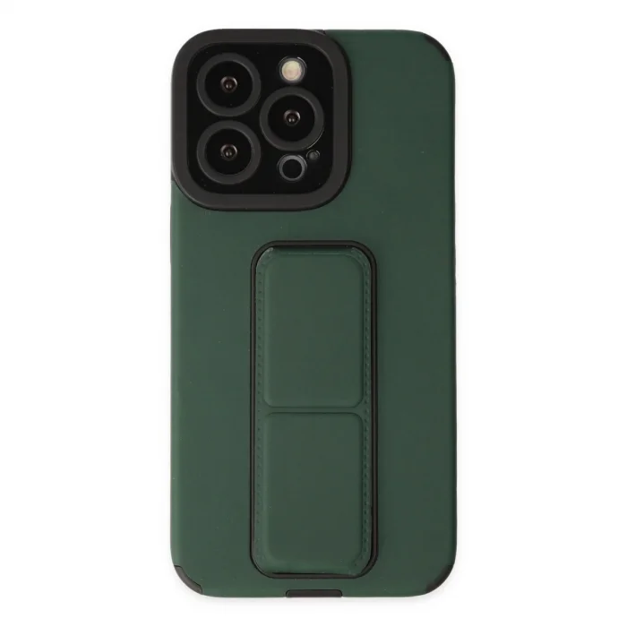 BUĞZ İphone 13 Pro Kılıf Mega Standlı Silikon - Yeşil