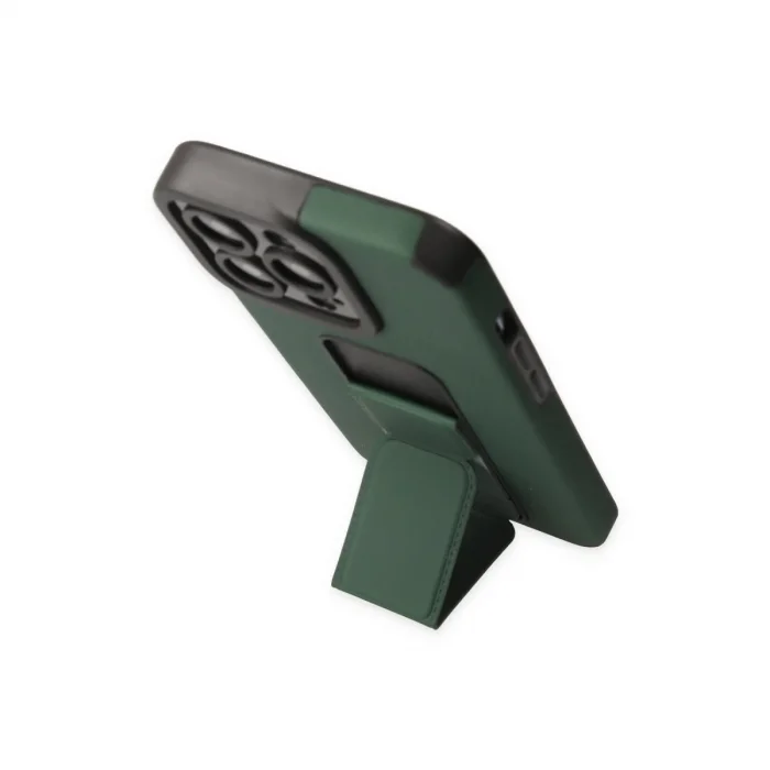 BUĞZ İphone 13 Pro Kılıf Mega Standlı Silikon - Yeşil