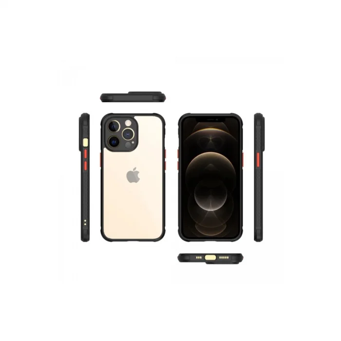 BUĞZ İphone 13 Pro Kılıf Miami Şeffaf Silikon - Siyah