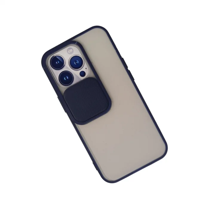 BUĞZ İphone 13 Pro Kılıf Palm Buzlu Kamera Sürgülü Silikon - Lacivert