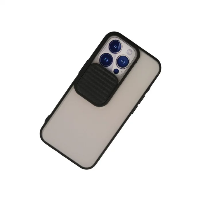 BUĞZ İphone 13 Pro Kılıf Palm Buzlu Kamera Sürgülü Silikon - Siyah