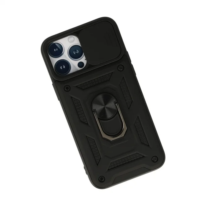 BUĞZ İphone 13 Pro Kılıf Pars Lens Yüzüklü Silikon - Siyah