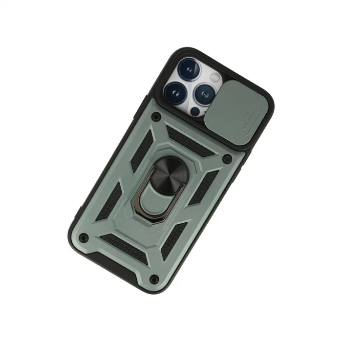 BUĞZ İphone 13 Pro Kılıf Pars Lens Yüzüklü Silikon - Yeşil