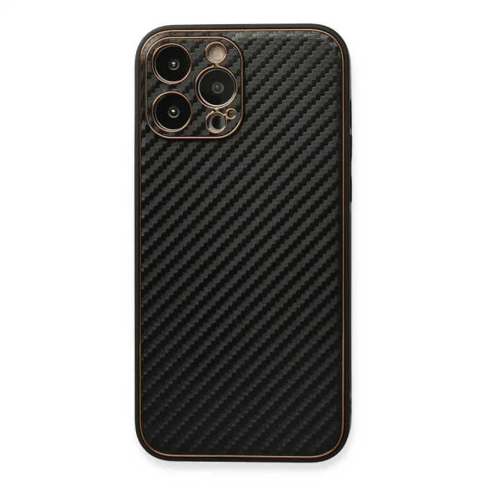 BUĞZ İphone 13 Pro Max Kılıf Coco Karbon Silikon - Siyah