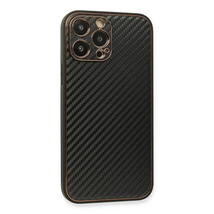 BUĞZ İphone 13 Pro Max Kılıf Coco Karbon Silikon - Siyah