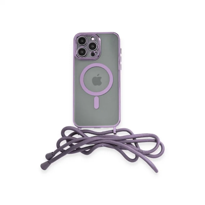BUĞZ İphone 13 Pro Max Kılıf Divo Lazer Askılı Magsafe Kapak - Lila