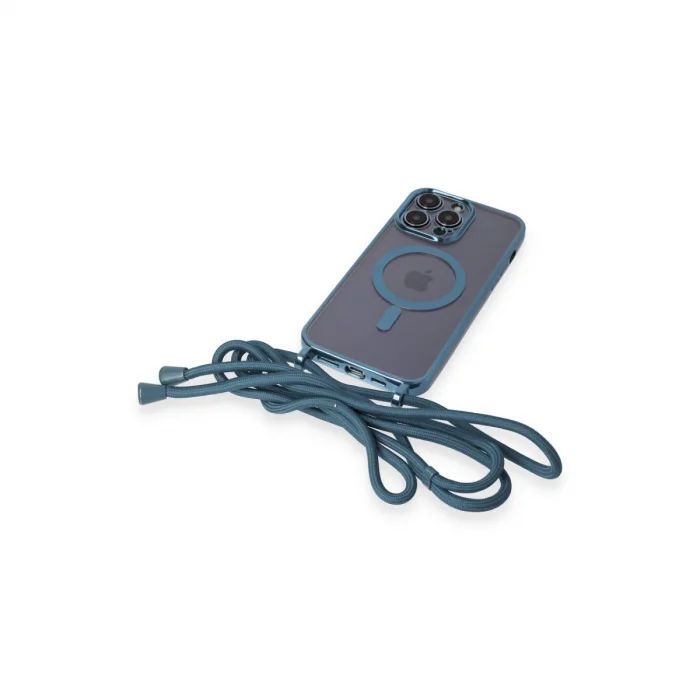 BUĞZ İphone 13 Pro Max Kılıf Divo Lazer Askılı Magsafe Kapak - Sierra Blue