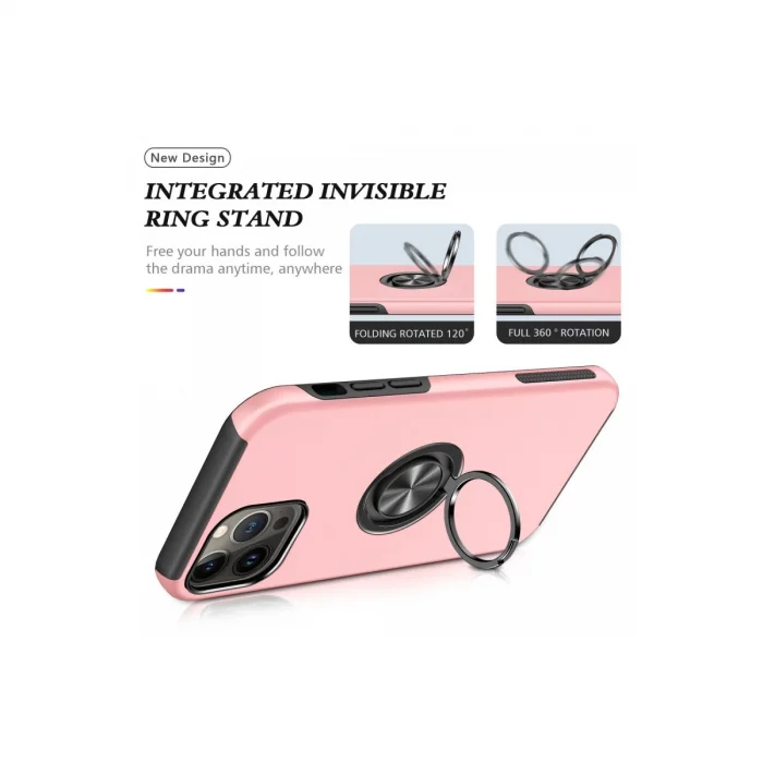 BUĞZ İphone 13 Pro Max Kılıf Elit Yüzüklü Kapak - Pembe