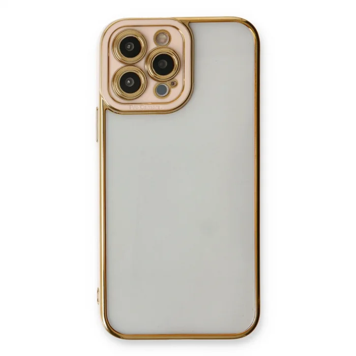 BUĞZ İphone 13 Pro Max Kılıf Liva Lens Silikon - Pudra