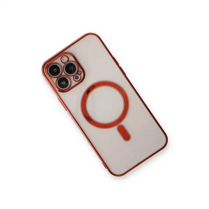 BUĞZ İphone 13 Pro Max Kılıf Magneticsafe Lazer Silikon - Kırmızı